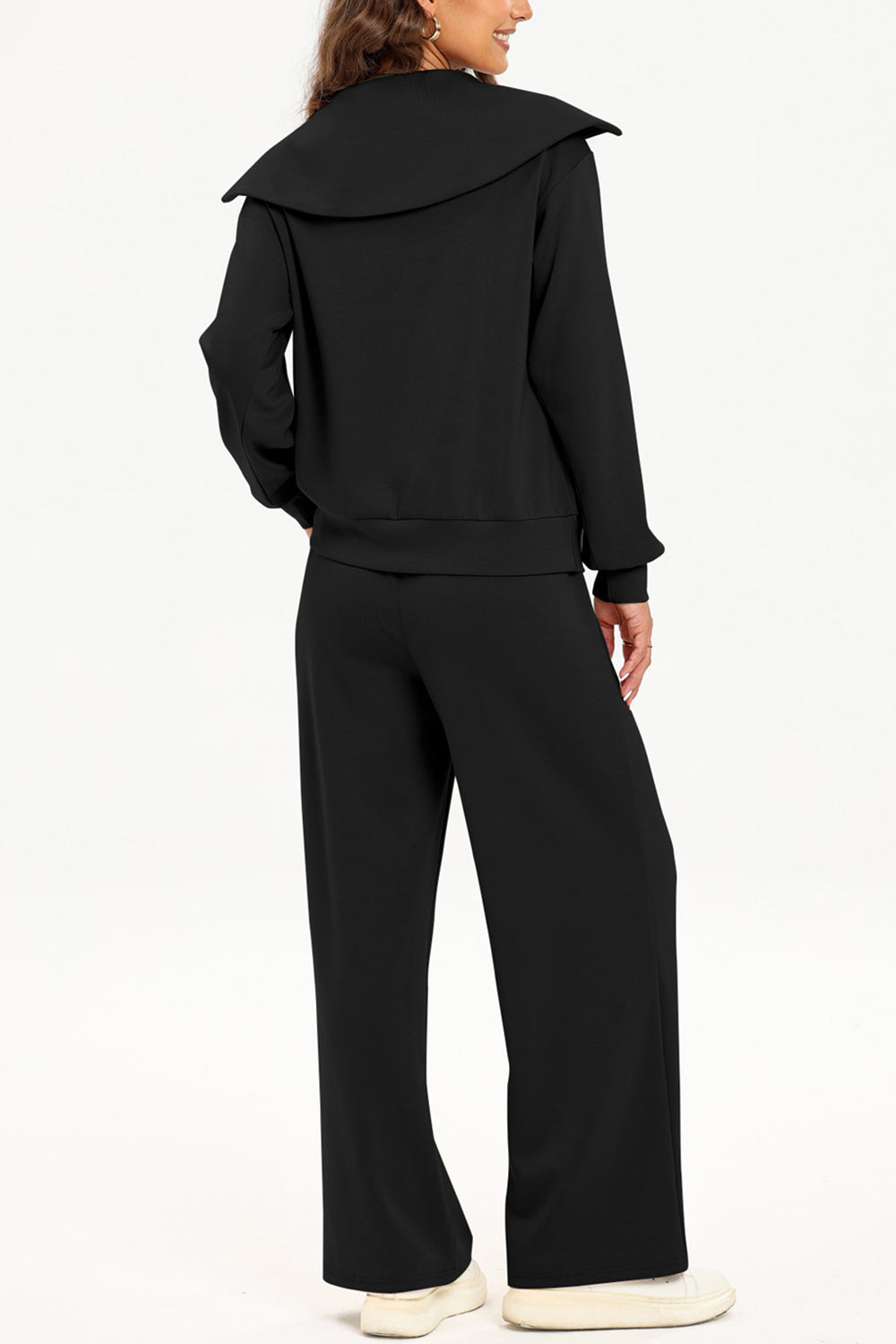 Ensemble sweat-shirt et pantalon à col demi-zippé