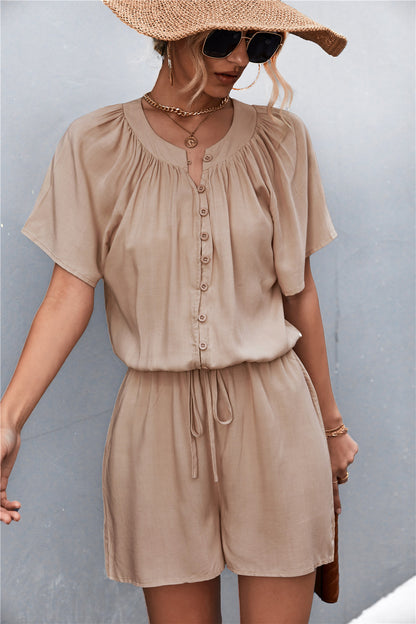 Buttoned Gather Detail Romper