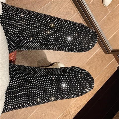 Leggings delgados brillantes con diamantes de imitación calientes resistentes