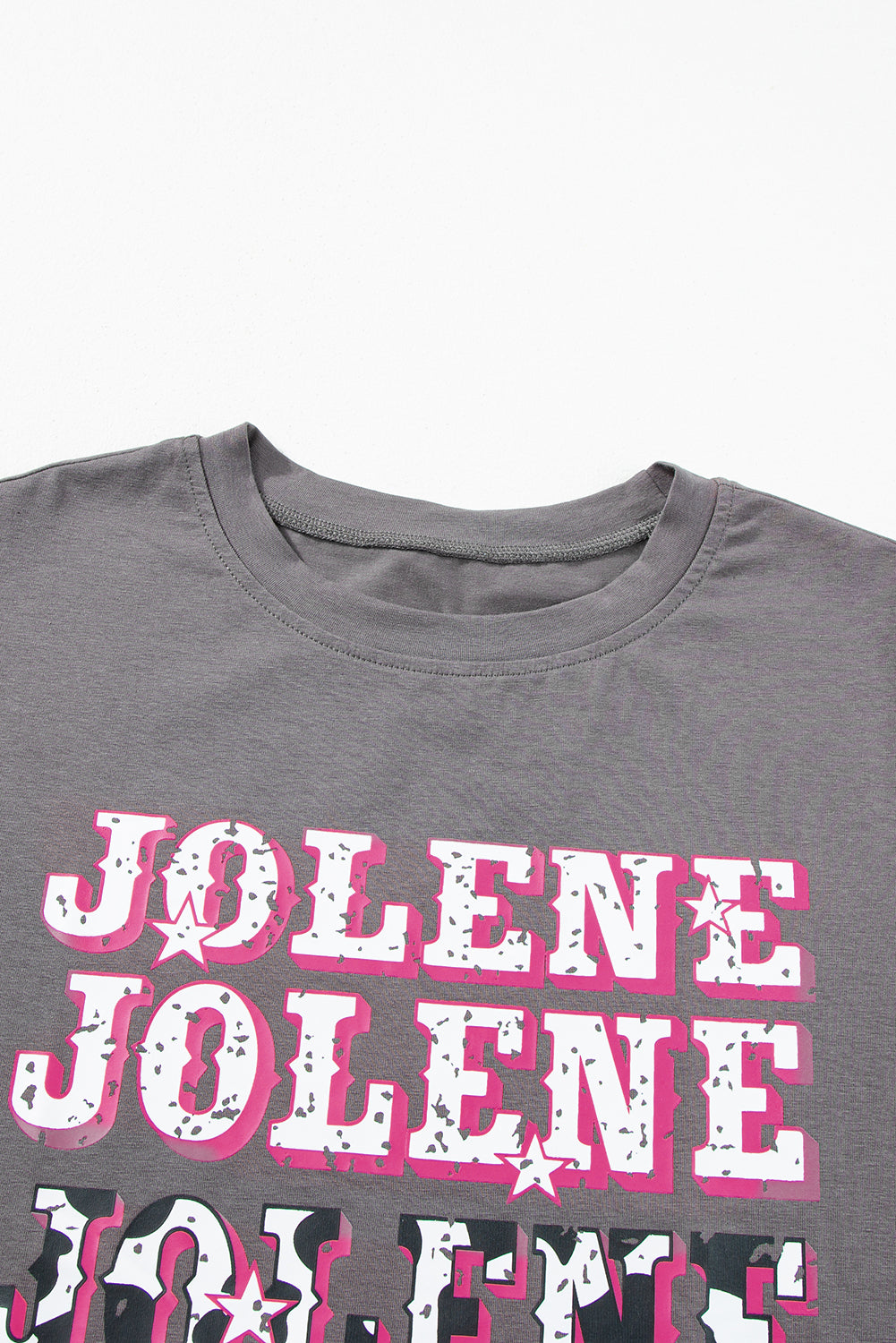 T-shirt tunique à col rond graphique JOLENE gris foncé