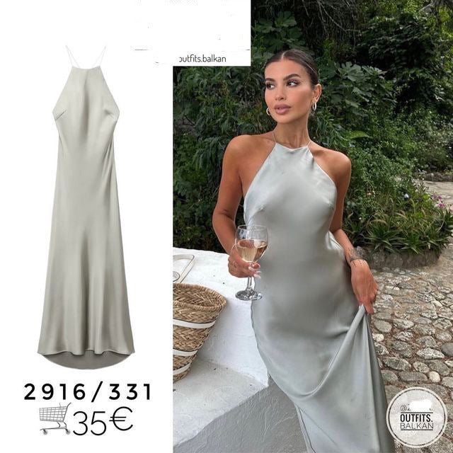 Robe texturée en satin de soie à bretelles de style européen et américain