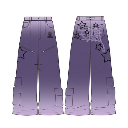 Chaopai Purple Straight Leg Wide Leg Pants