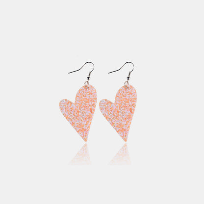 Boucles d'oreilles coeur à paillettes en cuir PU avec crochet en fer