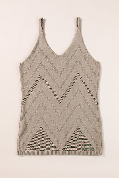 Chaleco tipo jersey con tirantes finos de punto pointelle en chevron blanco