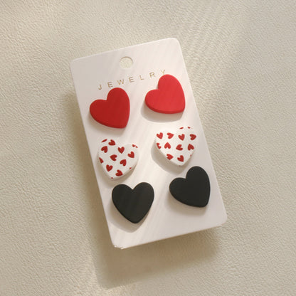 Aretes de corazón de acrílico de 3 piezas