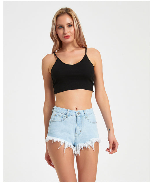 Été Sexy Denim Super Short Short Hanche Levage Bord Brut Denim Pantalon à Jambes Larges