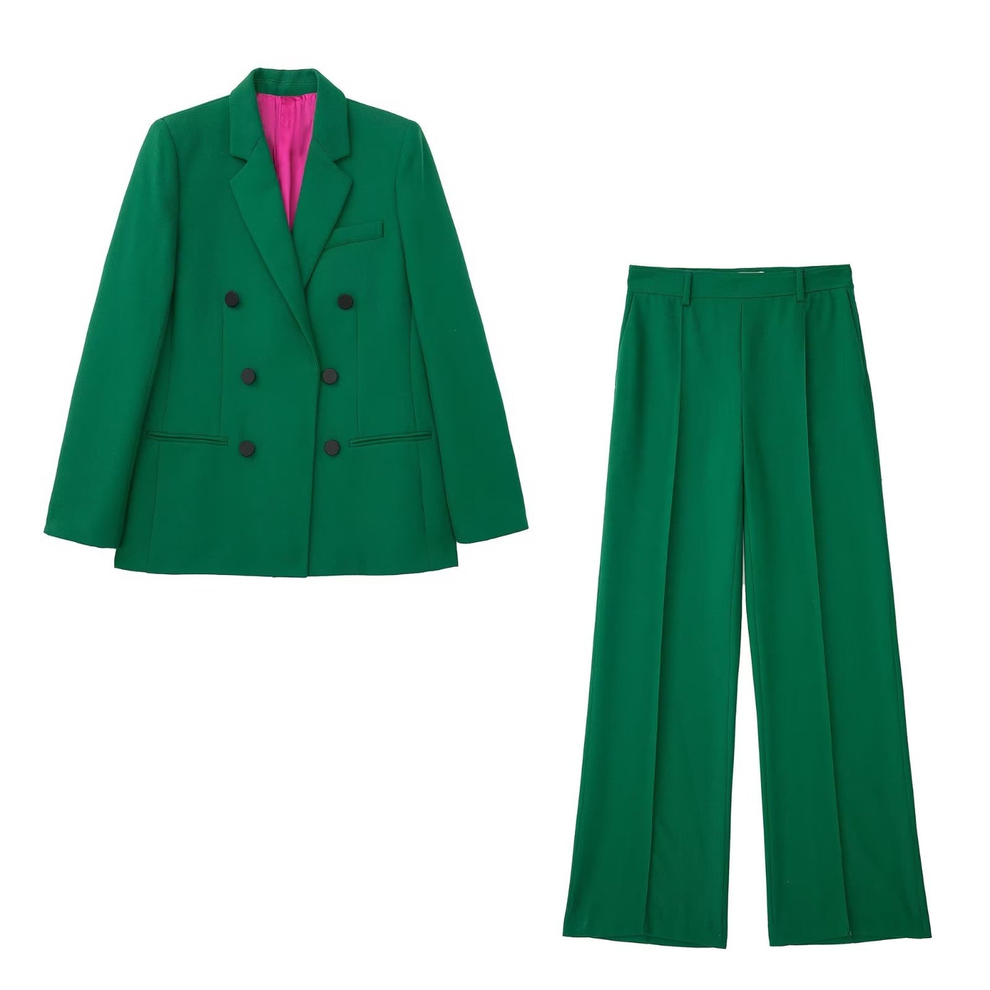 Automne hiver femmes couleur unie Double boutonnage Blazer pantalon costume pantalon ensembles