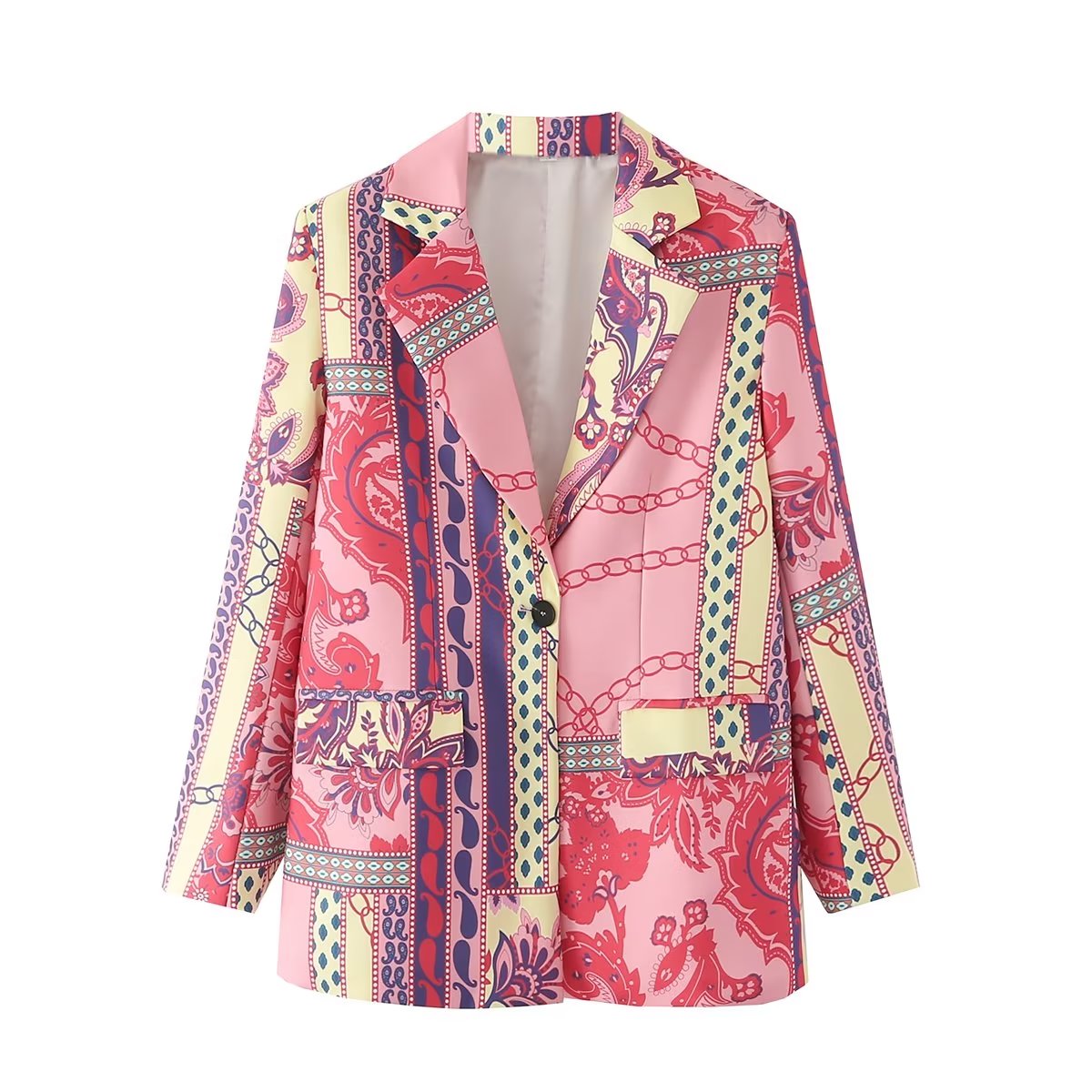 Autumn Women Clothing Printed Blazer One Button Suit