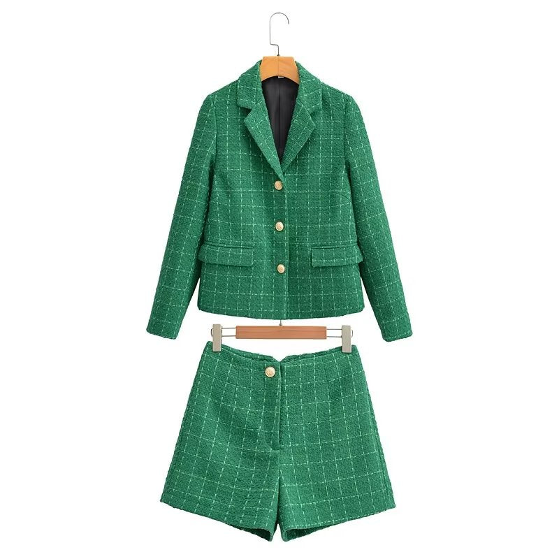 Women Long Sleeve Spring Office Blazer Shorts Suit