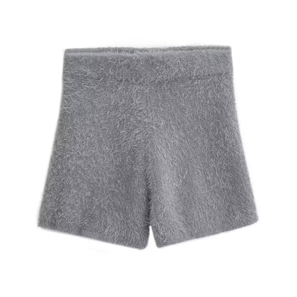 Blogger Furry Mohair Knitted Shorts Sexy Tight Slimming Knitted Shorts