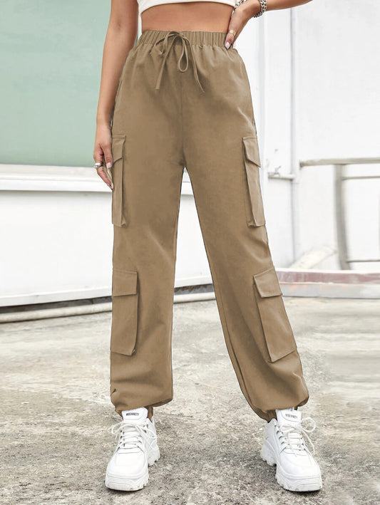 Pantalon Hip Hop pour femmes, pantalon tendance, salopette de rue multi-poches, ample, jambe droite, à bandes à la cheville