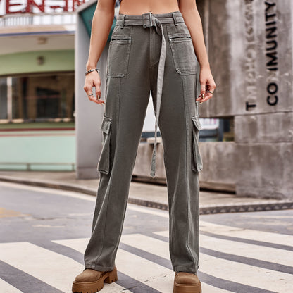 Women Clothing Hip Hop Denim Overalls Casual Trousers