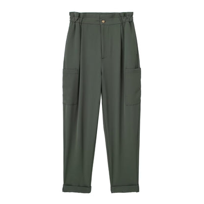 Ropa de verano para mujer, pantalones cargo rectos de color verde militar para desplazamientos