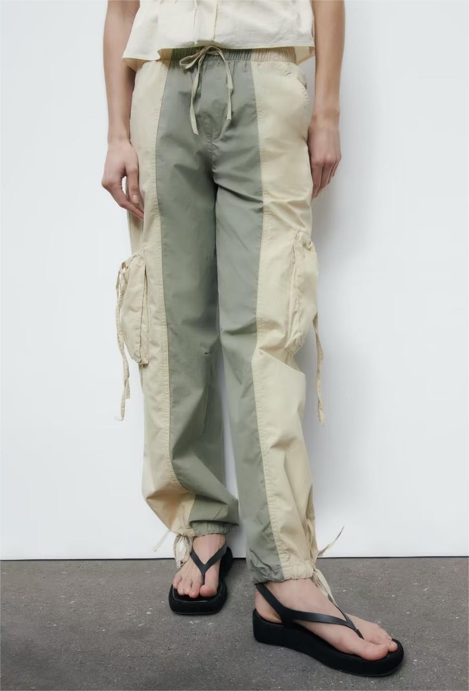 Early Spring Khaki Cargo Jeans Women Street Multi Pocket Design Loose Draggle Tail Trousers