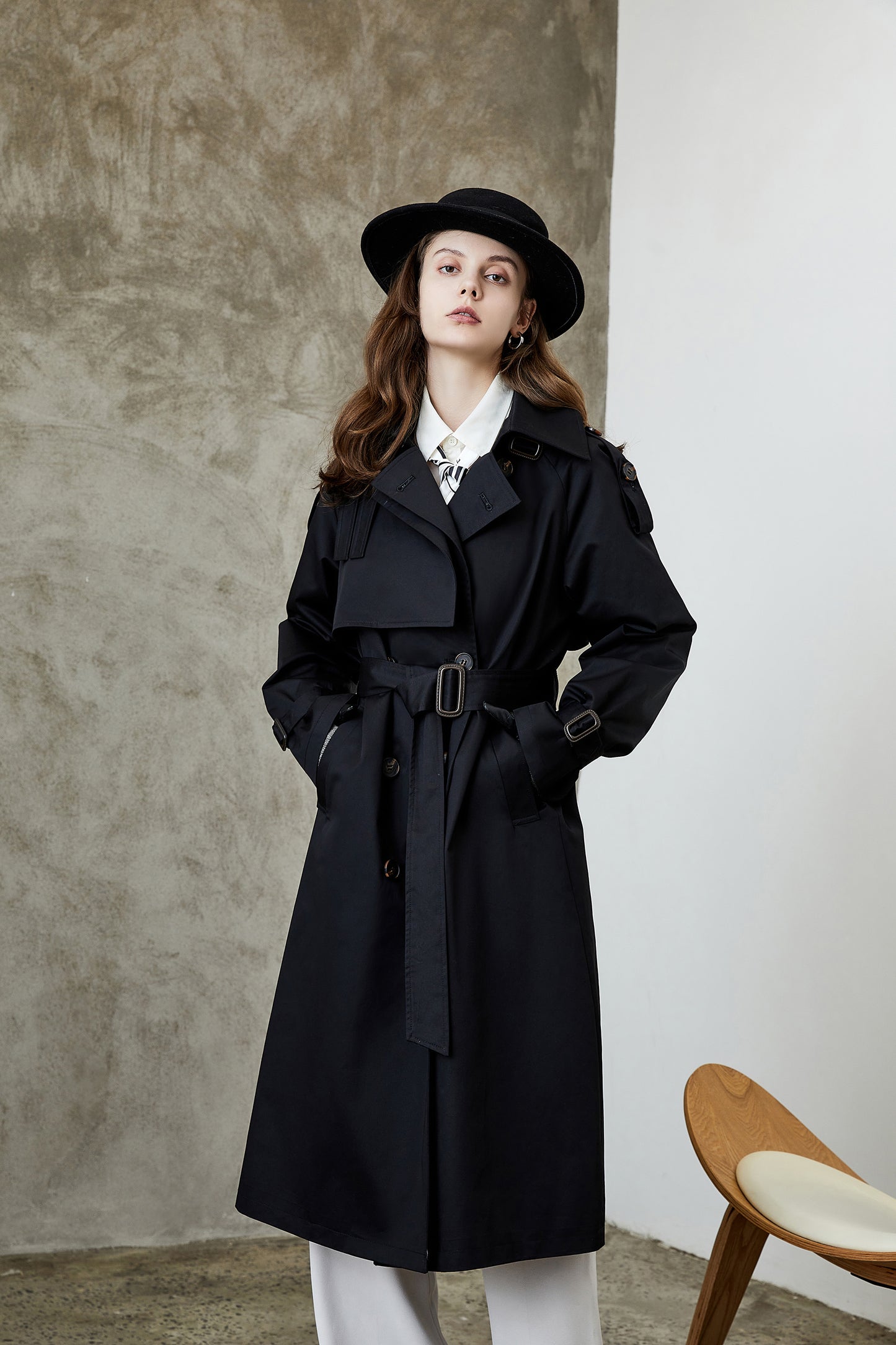 Trench-coat long au-dessus du genou pour femme, manteau amincissant populaire coréen pour l'automne et l'hiver