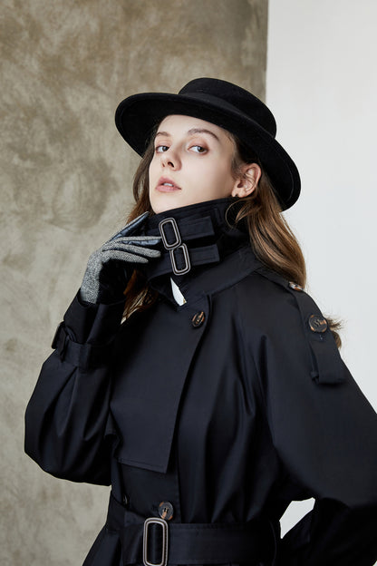 Trench-coat long au-dessus du genou pour femme, manteau amincissant populaire coréen pour l'automne et l'hiver