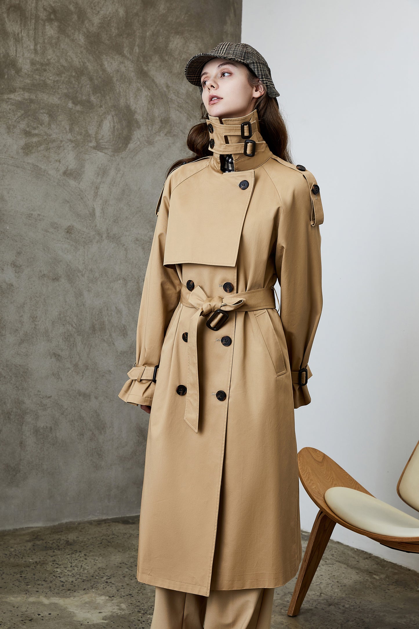 Trench-coat long au-dessus du genou pour femme, manteau amincissant populaire coréen pour l'automne et l'hiver