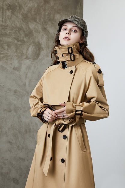 Trench-coat long au-dessus du genou pour femme, manteau amincissant populaire coréen pour l'automne et l'hiver