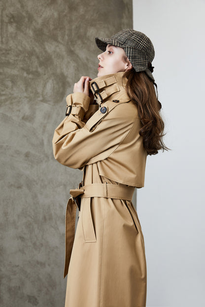 Trench-coat long au-dessus du genou pour femme, manteau amincissant populaire coréen pour l'automne et l'hiver