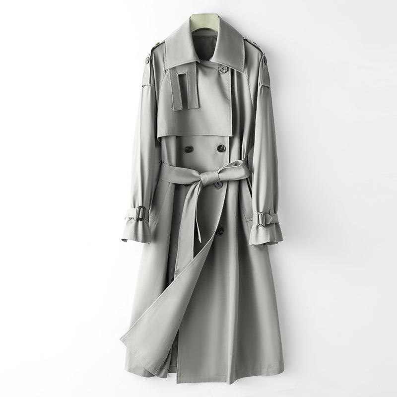 Trench-coat long au-dessus du genou pour femme, manteau amincissant populaire coréen pour l'automne et l'hiver