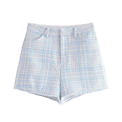 Texture Shorts femmes vêtements automne classique taille haute pied gland