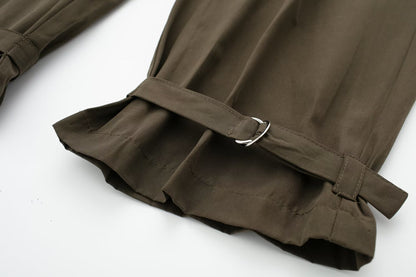 Ropa de verano para mujer, pantalones cargo rectos de color verde militar para desplazamientos