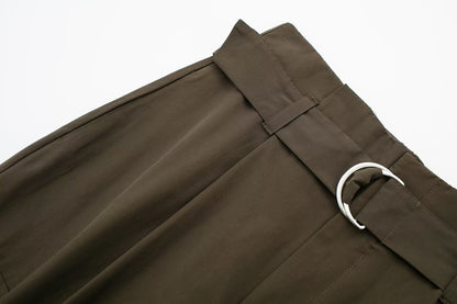 Ropa de verano para mujer, pantalones cargo rectos de color verde militar para desplazamientos