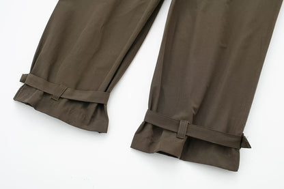 Ropa de verano para mujer, pantalones cargo rectos de color verde militar para desplazamientos