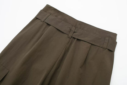 Ropa de verano para mujer, pantalones cargo rectos de color verde militar para desplazamientos