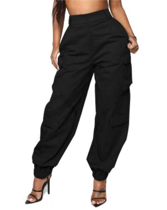 Pantalones de calle para mujer, pantalones Cargo de moda, pantalones con múltiples bolsillos, pantalones holgados de pierna recta con bandas en el tobillo