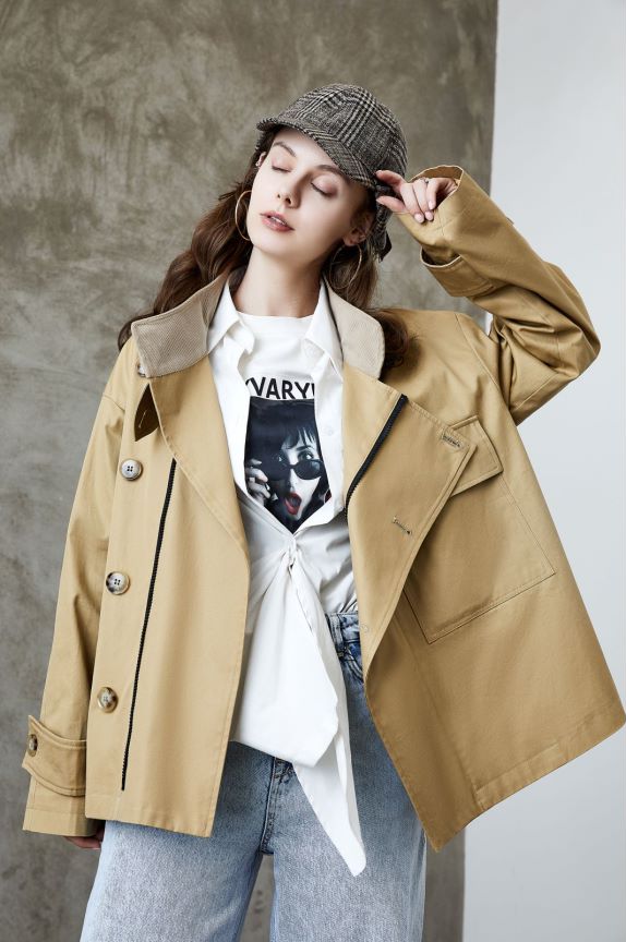 Element Trench Coat pour femmes printemps automne profil coréen lâche Cargo petit manteau