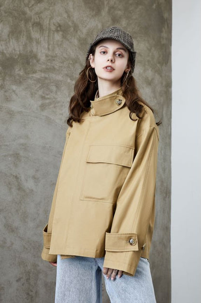 Element Trench Coat pour femmes printemps automne profil coréen lâche Cargo petit manteau