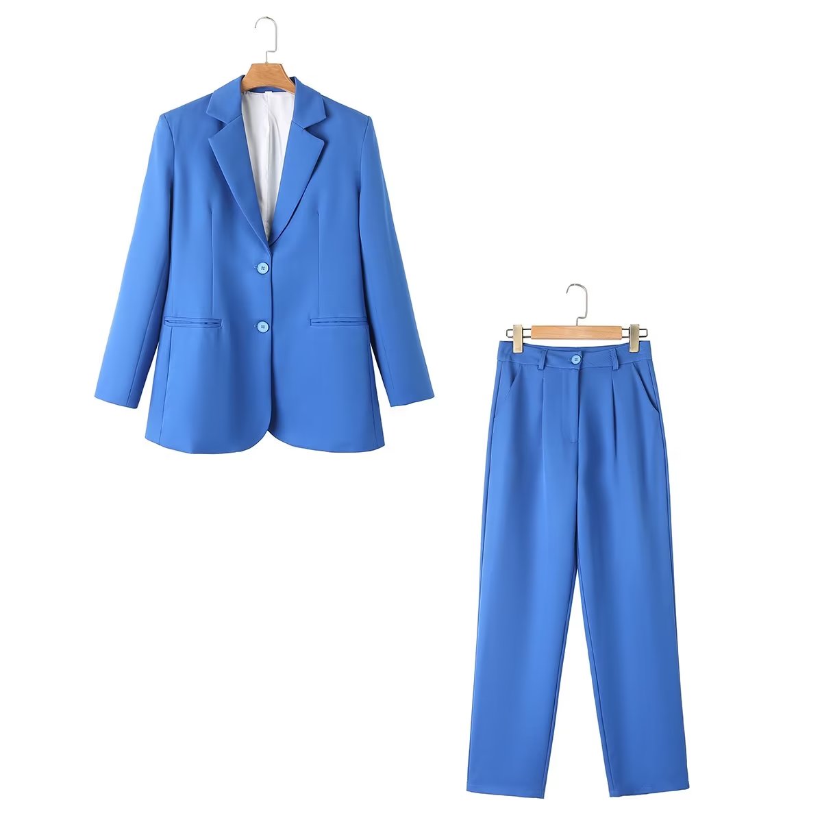 Women Wear Straight Casual Blazer Straight Leg Trousers Suit