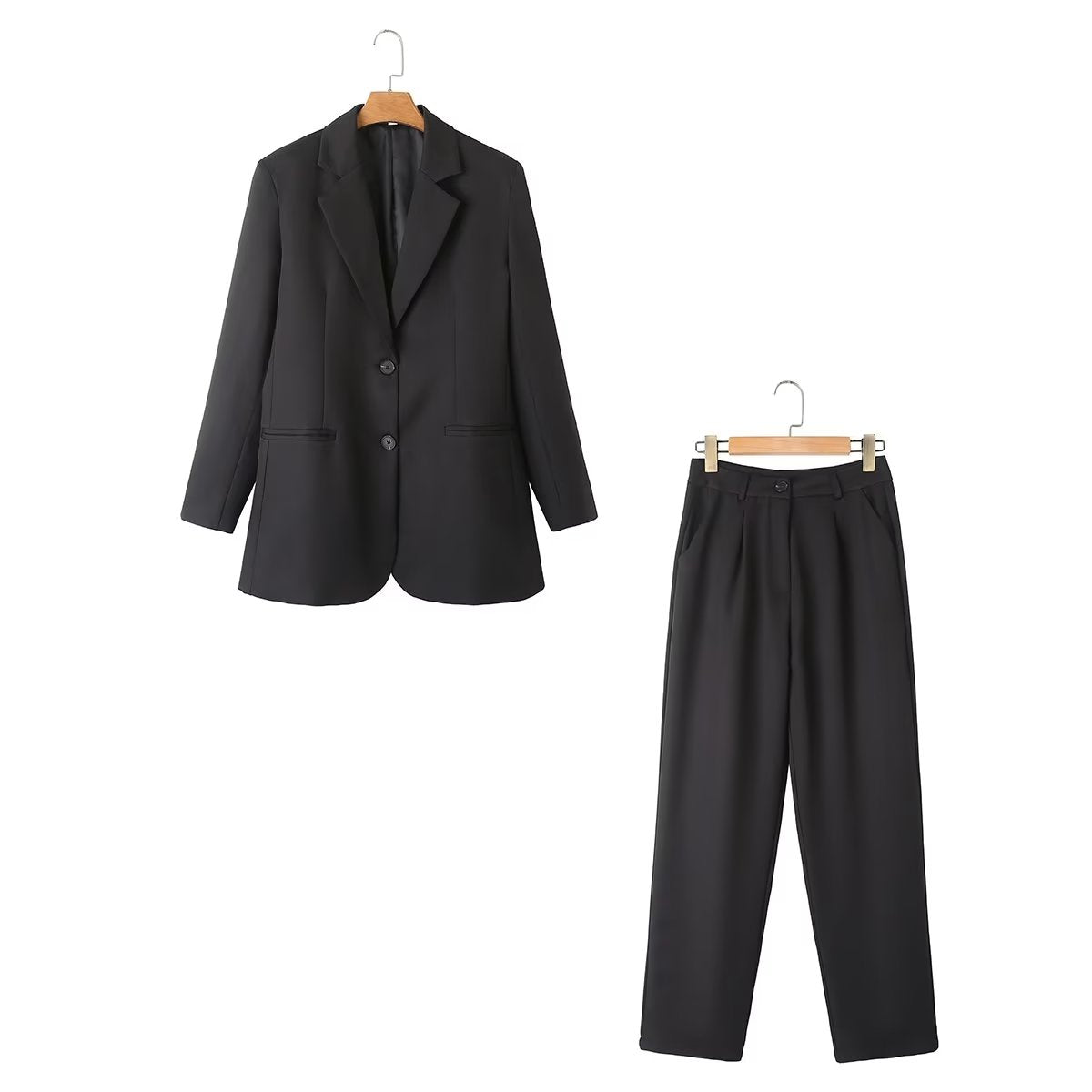 Women Wear Straight Casual Blazer Straight Leg Trousers Suit