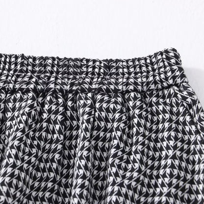 Autumn Mid Length Skirt Women Elastic Waist Woolen Houndstooth Skirt