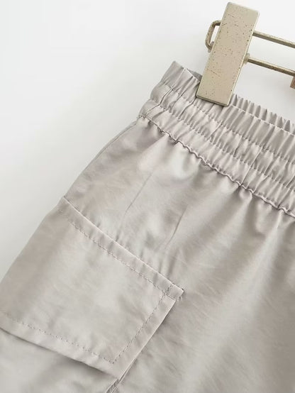 Ropa de verano para mujer, pantalones cortos informales con cintura elástica mezclada de nailon