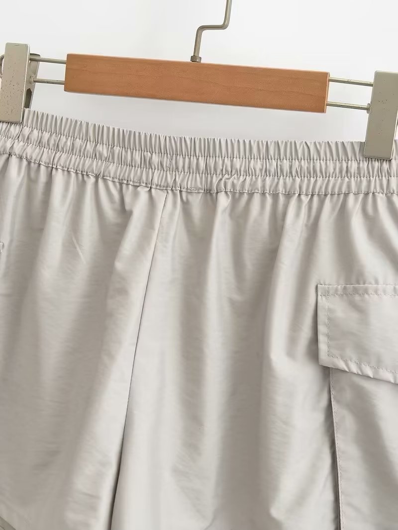 Ropa de verano para mujer, pantalones cortos informales con cintura elástica mezclada de nailon