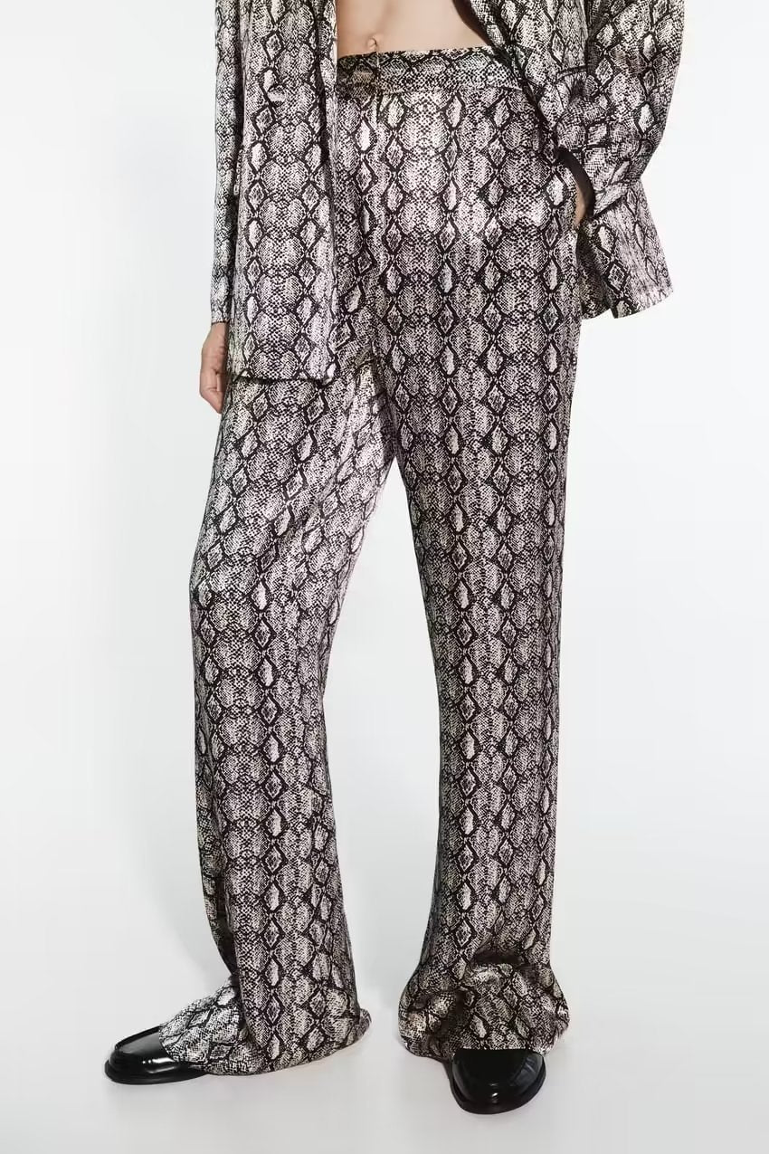 Autumn Animal Pattern Blazer Loose Texture Bell Bottom Pants Suit