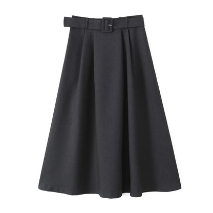 Black Skirt Ankle Swing Skirt Spring Autumn High Waist Umbrella Skirt Women Autumn Winter Maxi Dress