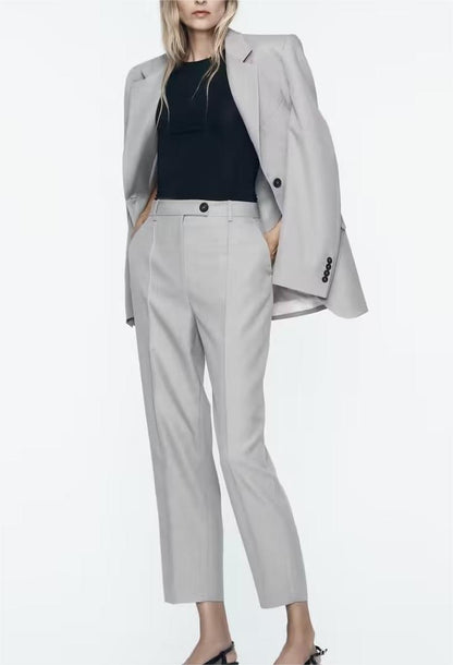 Autumn Loose Women Wear Blazer Classic Jacket Straight Leg Pants Suit