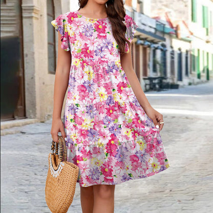 Women's Printed Bohemian Flying Sleeves Dress