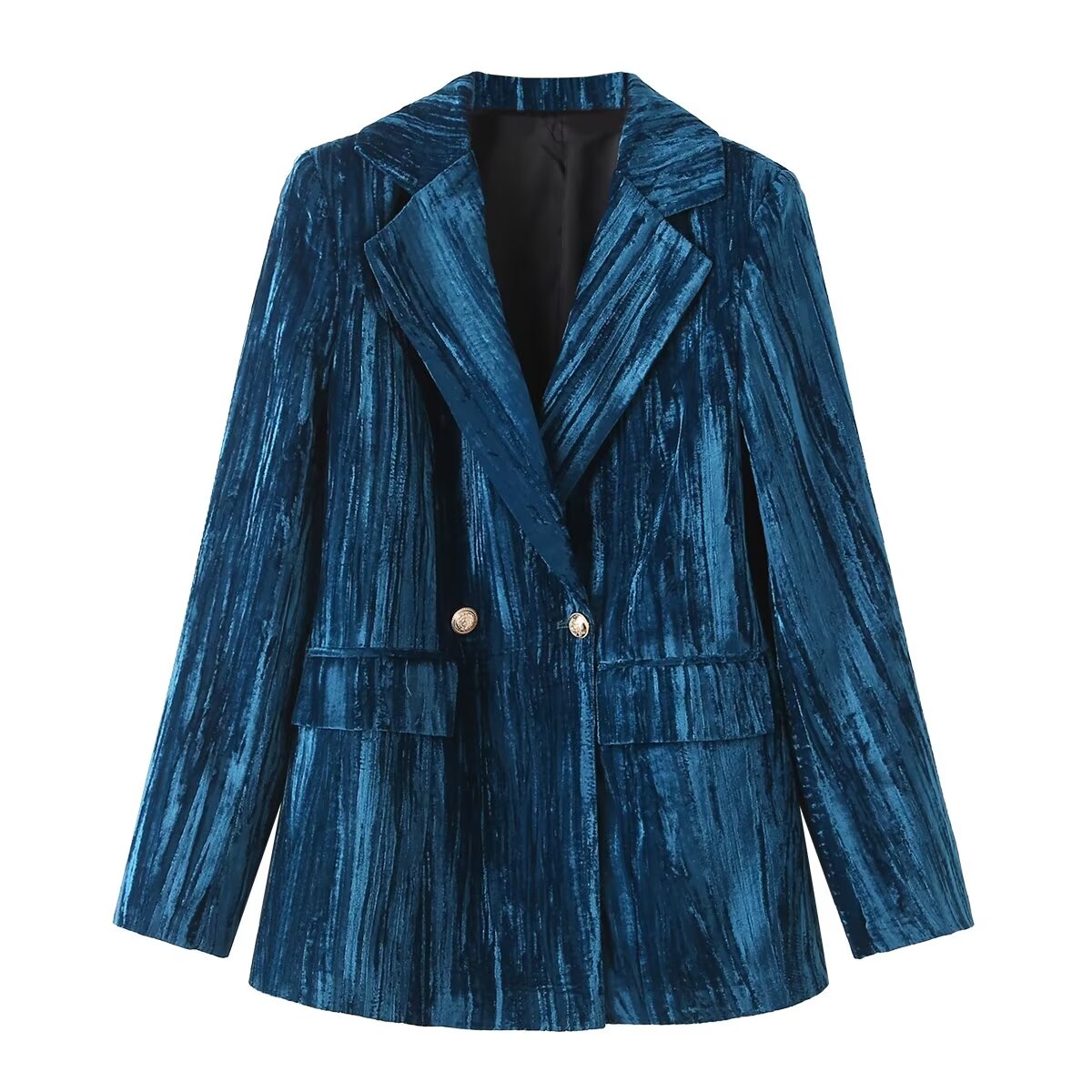 Costume Blazer froissé en velours pour femme, automne