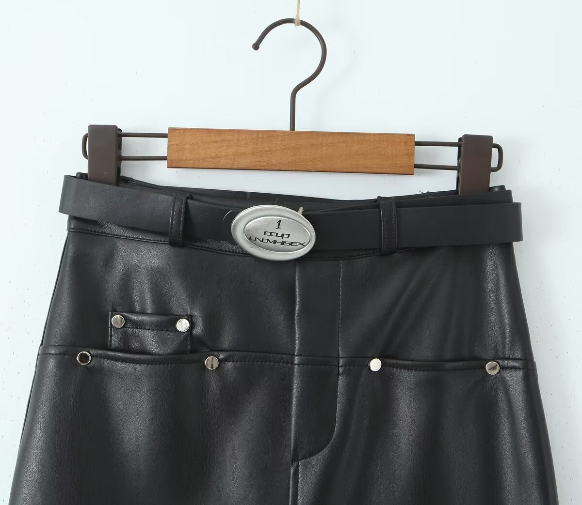 Autumn Winter High Waist Skirt Glossy Sexy All Matching High Grade Split Fleece Lined Faux Leather Skirt Straight