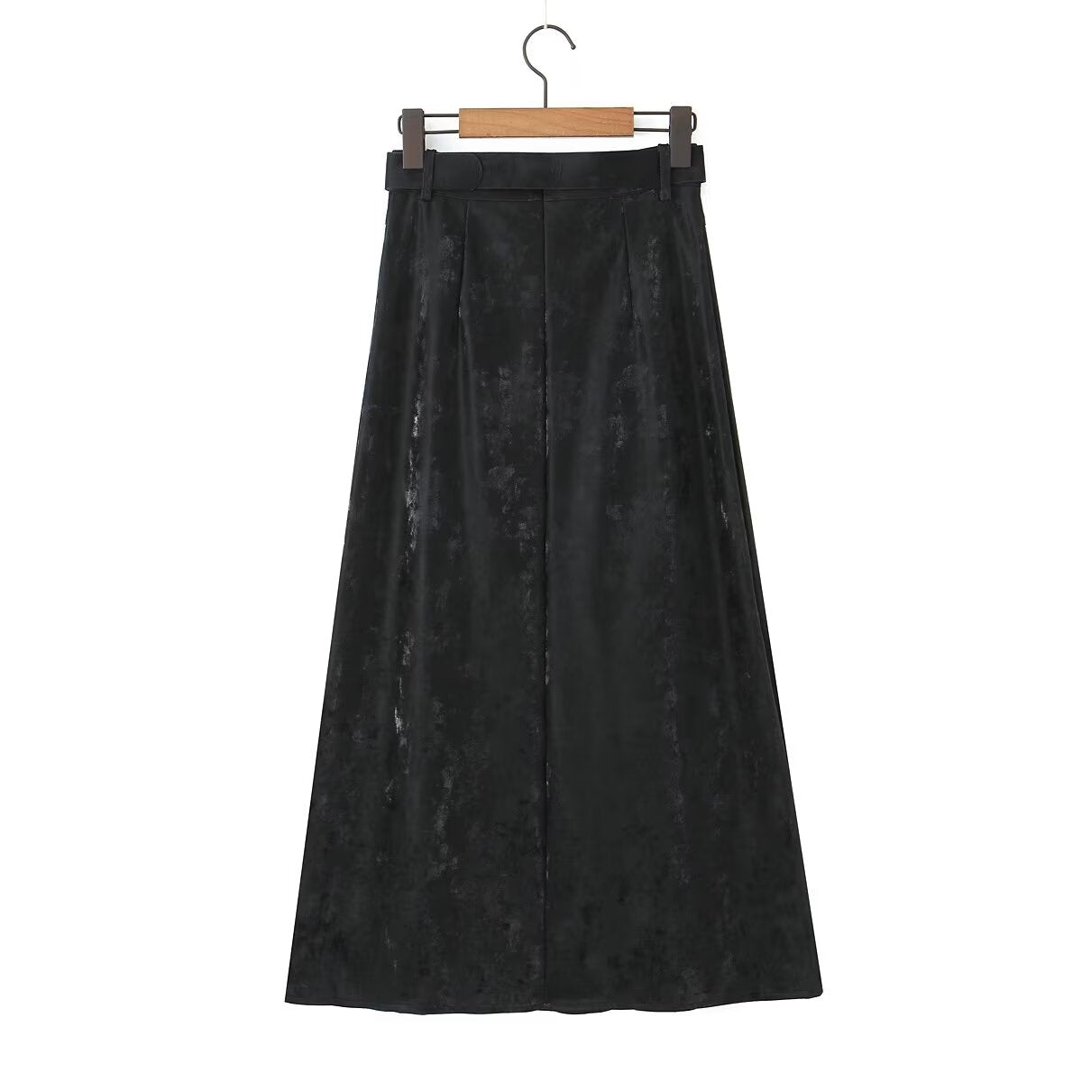 Autumn Winter Retro Modern A Line Umbrella Skirt Long Faux Leather Skirt Skirt With Belt High Waisted Skirt