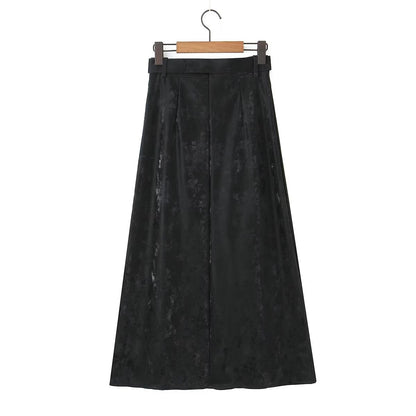 Autumn Winter Retro Modern A Line Umbrella Skirt Long Faux Leather Skirt Skirt With Belt High Waisted Skirt