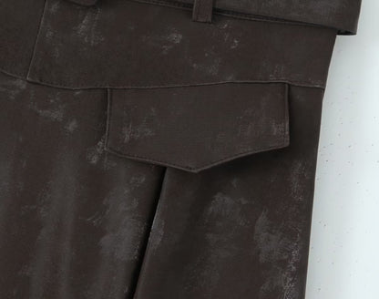 Autumn Winter Retro Modern A Line Umbrella Skirt Long Faux Leather Skirt Skirt With Belt High Waisted Skirt