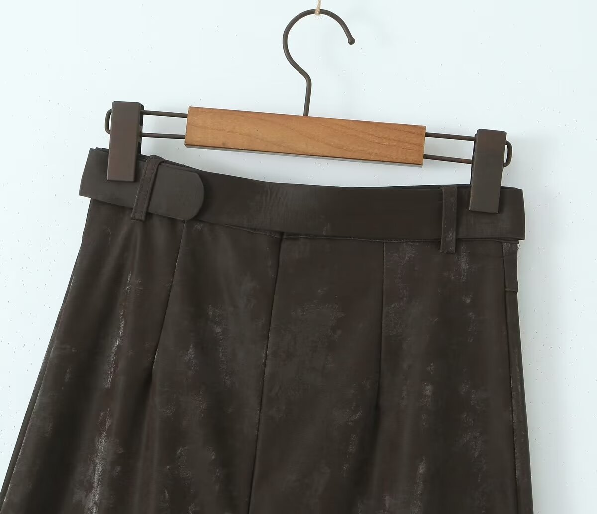 Autumn Winter Retro Modern A Line Umbrella Skirt Long Faux Leather Skirt Skirt With Belt High Waisted Skirt