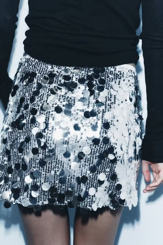 Autumn Winter Women Clothing Sequined Mini Skirt