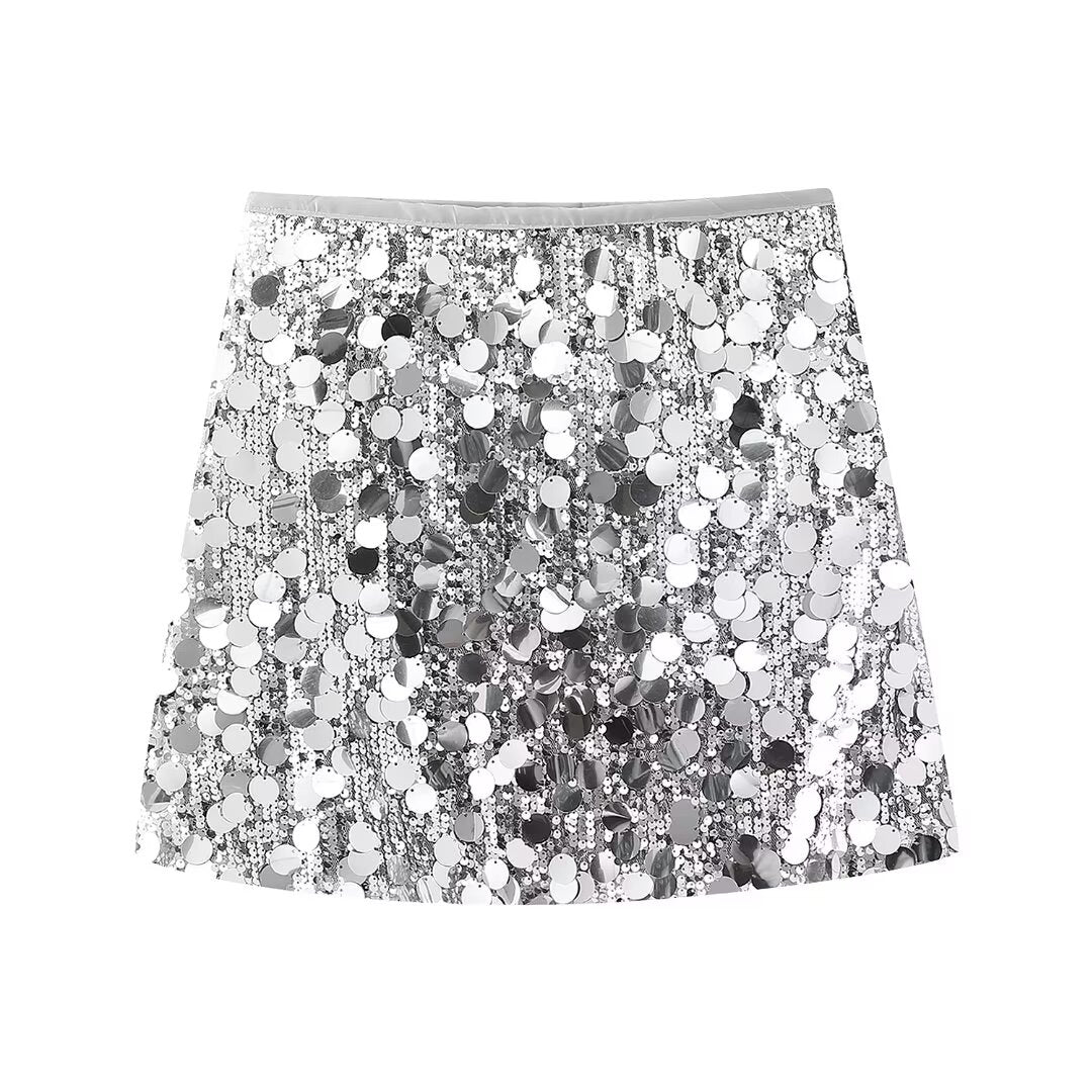 Autumn Winter Women Clothing Sequined Mini Skirt