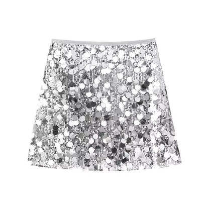 Autumn Winter Women Clothing Sequined Mini Skirt